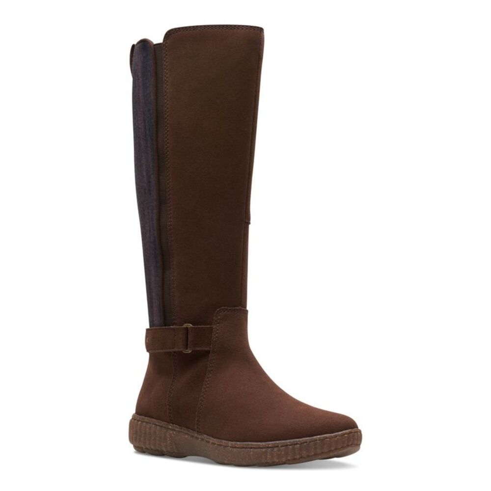 COLLECTION BY CLARKS Womens Brown Pull Tab Caroline Toe Platform Riding Boot 5 M